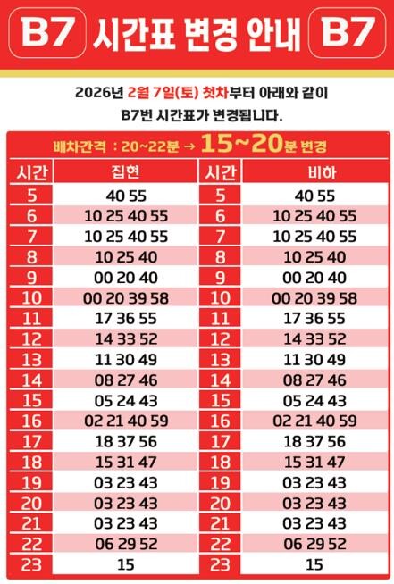 세종시, 기존 노선 효율화로 B7 광...