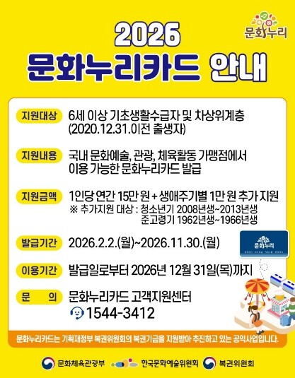 광주광역시 문화누리카드, 2월 2일부...